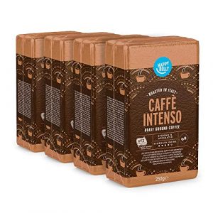 Amazon Brand - Happy Belly Ground Coffee Caffè Intenso, 1kg (4 x 250g) - Rainforest Alliance Certified