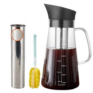 DUJUST Cold Brew Maker (1L), Airtight Iced Cold Brew Coffee Maker with 304 Stainless Steel Filter, Heat/Cold Resistant Borosilicate Glass, Large Spout Cold Coffee Pitcher, BPA-Free & Lead-Free