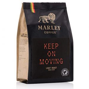 Keep On Moving Light Roast, Coffee Beans, Marley Coffee, from The Family of Bob Marley, Rainforest Alliance Certified, 227g