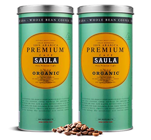 Premium Organic Coffee Beans - Café Saula’s Award Winning 100% Arabica Spanish Espresso Blend (2 x 500g)