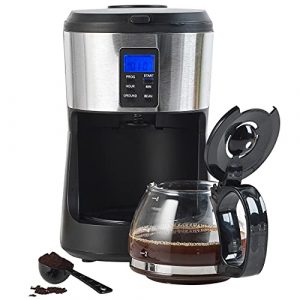Salter EK4368 Caffé Bean to Jug Coffee Maker, Integrated Stainless Steel Grinder, Dual Grind & Brew Function, Digital Controls, 24-Hour Timer, 750 ml Glass Carafe, Makes up to 2 Large Cups